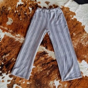 SHEIN Black White Plaid Trousers
